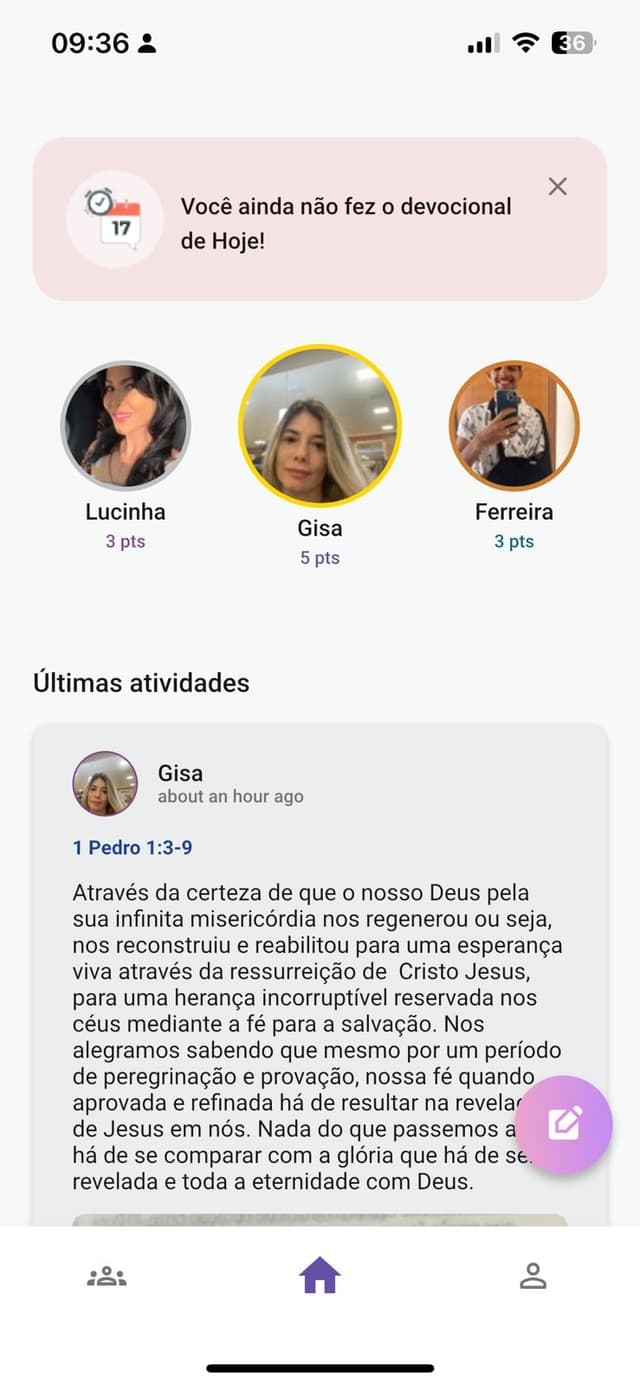 Tela de plano de leitura do aplicativo BibleRats